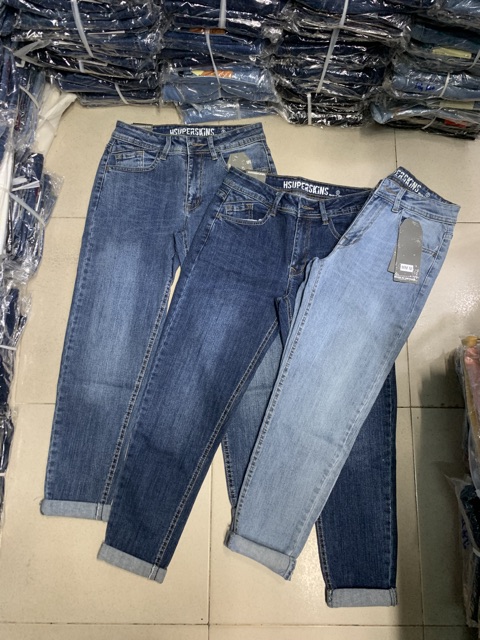 Quần jeans baggy xoăn lai xuất khẩu