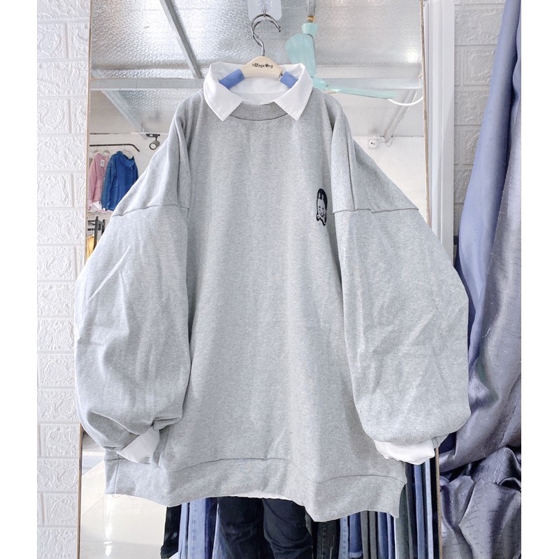  [FREE SHIP] ÁO SWEATER CÔ GÁI THÊU FORM <75kg