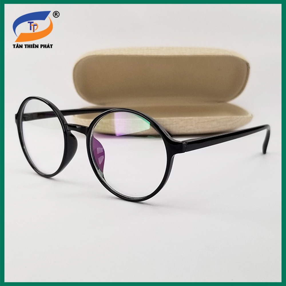 Gọng kính mắt cận tròn nhựa dẻo 2417 màu đen, nâu, hồng. Tròng kính giả cận 0 độ, chống tia UV, ánh sáng xanh