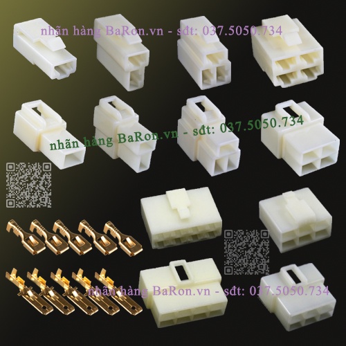 Bộ giắc nối nguồn điện 1P đến 8P cos 6.3 dùng cho xe máy - ô tô - máy công cụ