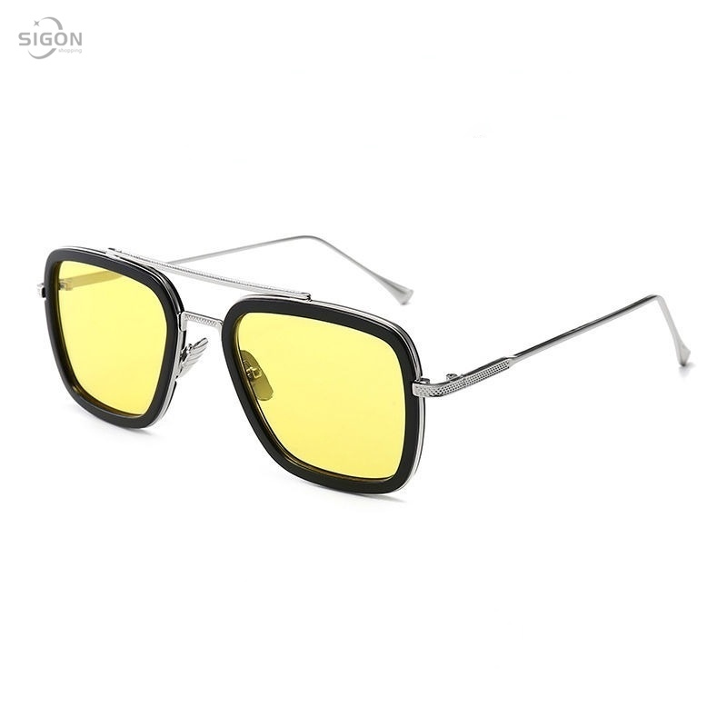 Kính mát gọng sắt chống tia UV phong cách retro thời trang cho nam