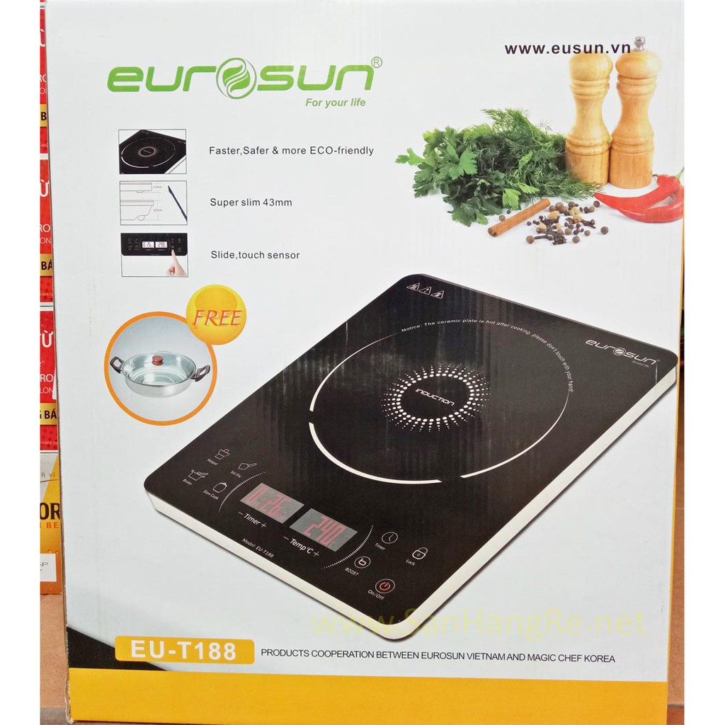 Bếp điện từ đơn cao cấp Eurosun EU-T188 (Tặng kèm nồi Inox 26cm)