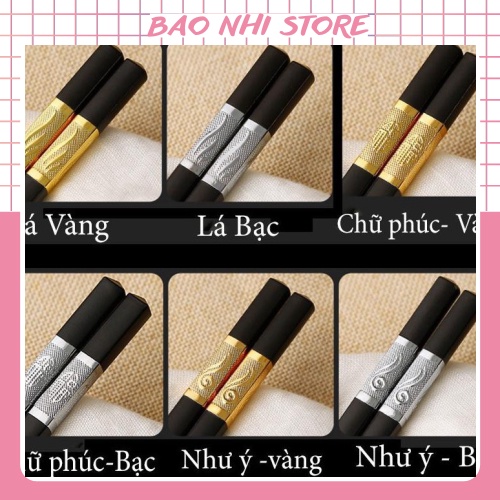 Đũa Ăn Khảm Vàng, Khảm Bạc Phong Cách Nhật Bản (Hộp 10 Đôi) 2248 Bảo Nhi Shop