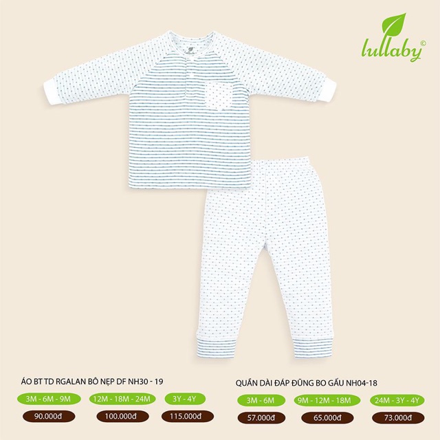 Bộ bổ nẹp - raglan dài tay bé trai/gái 2 lớp Lullaby