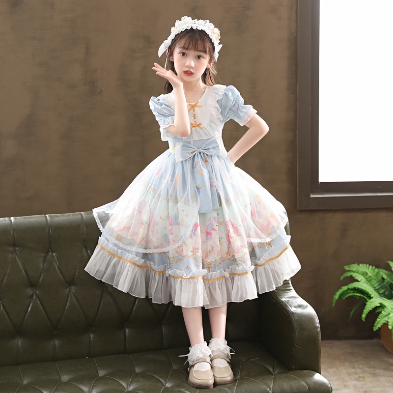 Đầm công chúa lolita IQ Angel tay ngắn thời trang mùa hè cho bé