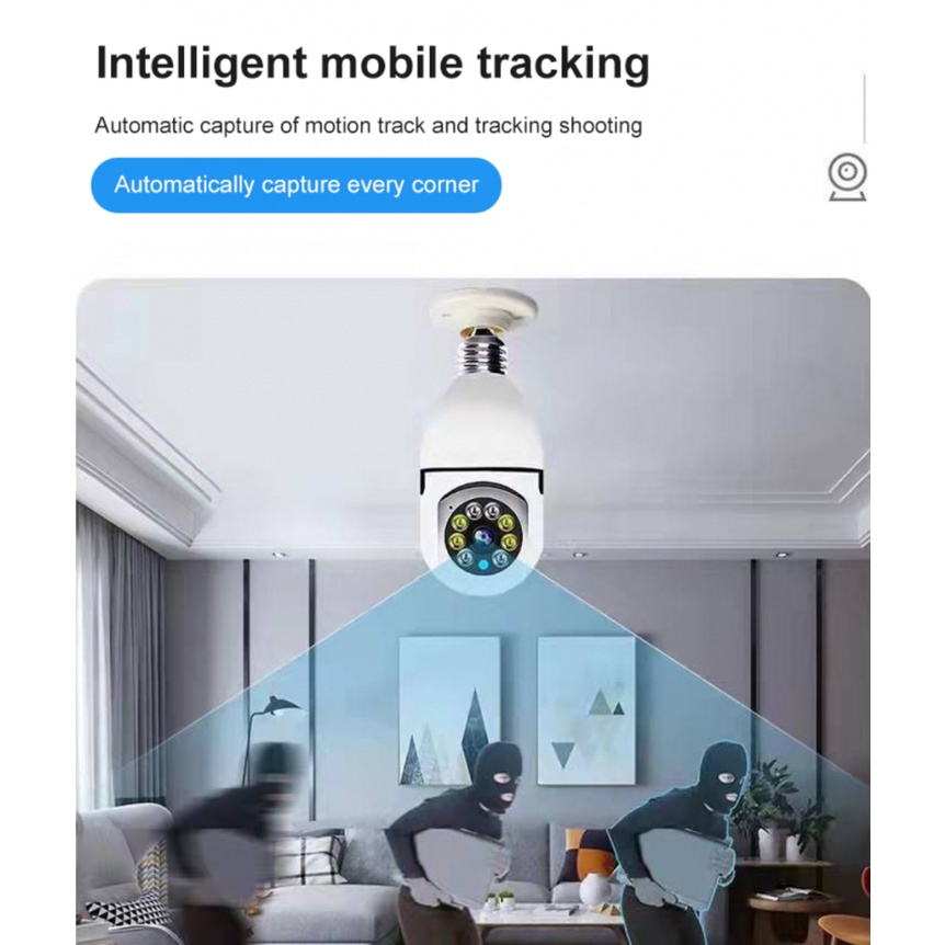 Camera an ninh thông minh HD 1080P xoay 360 độ không dây hình bóng đèn dùng ứng dụng JXLCAM