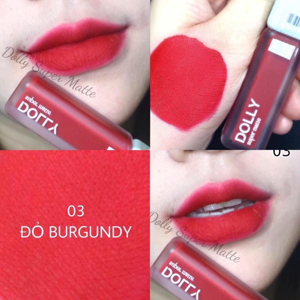 Son kem lì  Dolly super matte, son kem lì không chì bền màu lâu trôi MUA 2 THỎI TẶNG 1 DƯỠNG MÔI