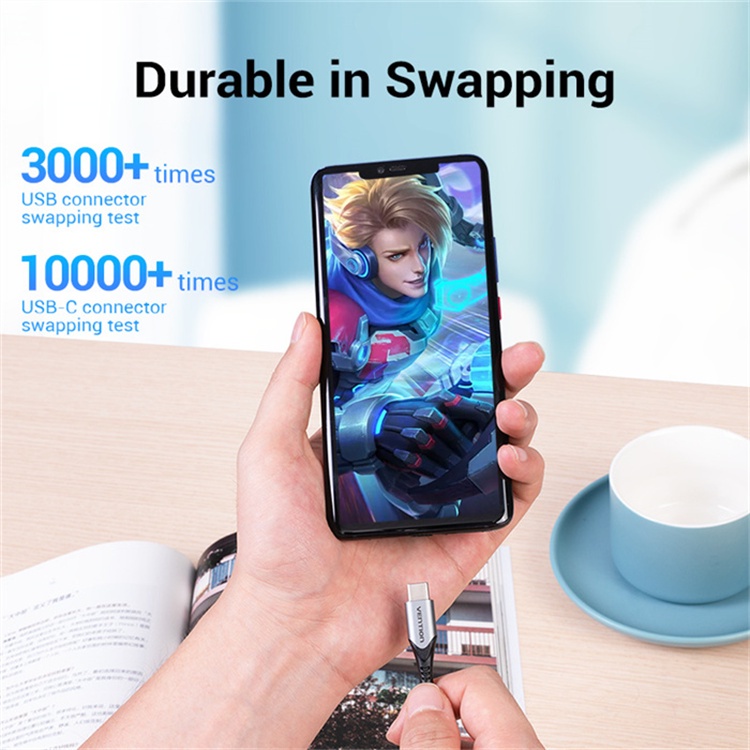 VENTION 3A đầu USB type C Dây cáp sạc sạc nhanh cho điện thoại Samsung Huawei Android