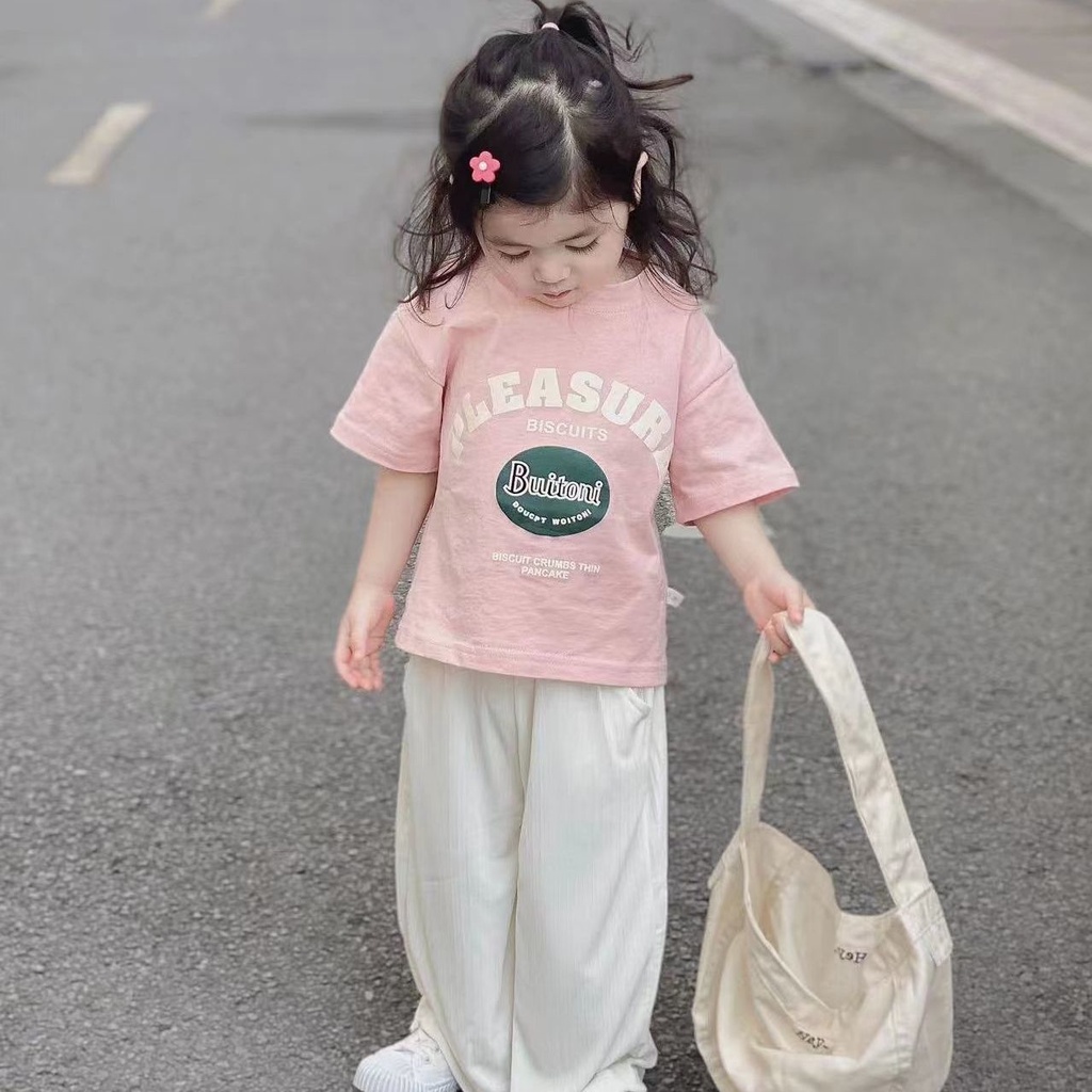 Bộ Áo Thun + Quần Yếm Denim Thời Trang Mùa Hè Mới Cho Bé Gái