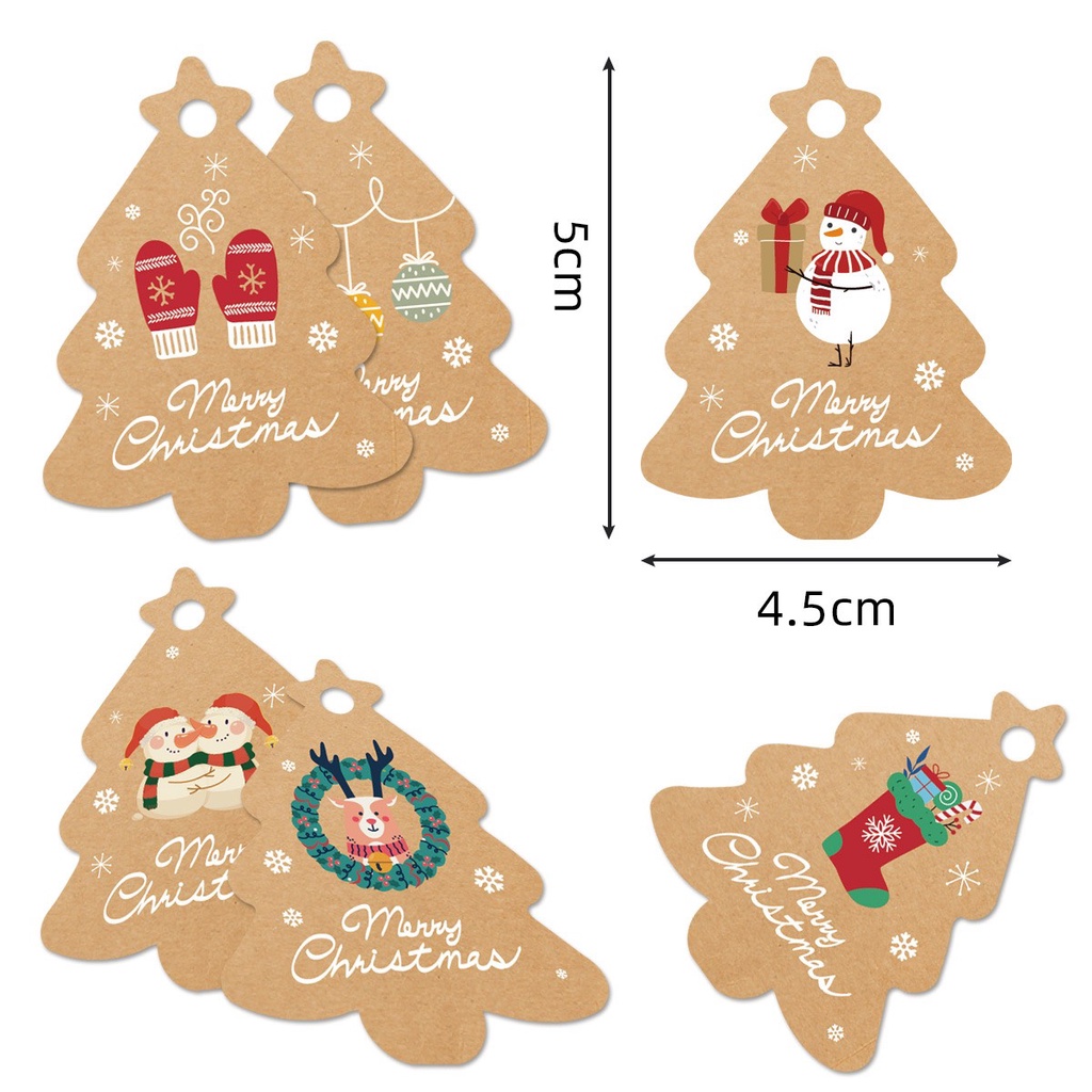 Combo 12 Thẻ Tag Kraft  treo trang trí cây thông Noel, Giáng Sinh & Hộp Quà Tặng Xinh Xắn