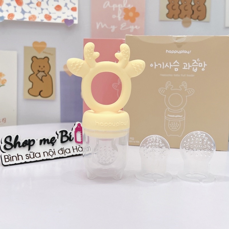 Tui nhai ăn dặm - Gặm nướu silicon 2in1 Happy Play