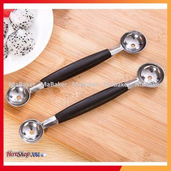 Muỗng múc trái cây, kem,... bằng inox hai đầu đa năng, tiện lợi, dễ dàng sử dụng - MaBaker