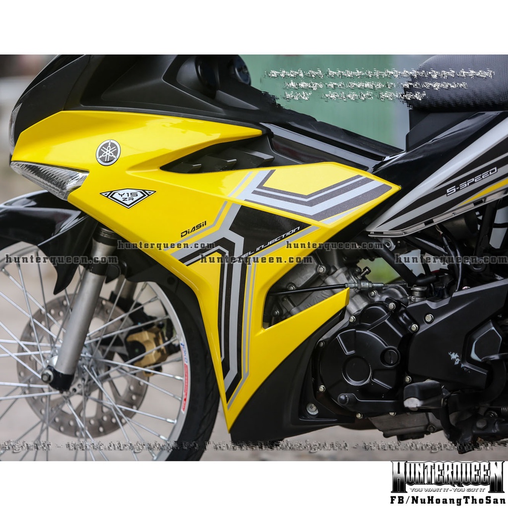 Tem rời cao cấp Y15ZR 2022. Dán xe Exciter 150 vàng bạc đen. Decal chống nước, kích thước chuẩn