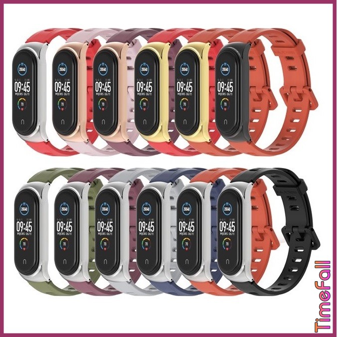 Dây đeo thay thế mi band 6, Miband 5 silicon mặt kim loại CS chính hãng MIJOBS, dây đeo mi band 5, miband 6 MIJOBS