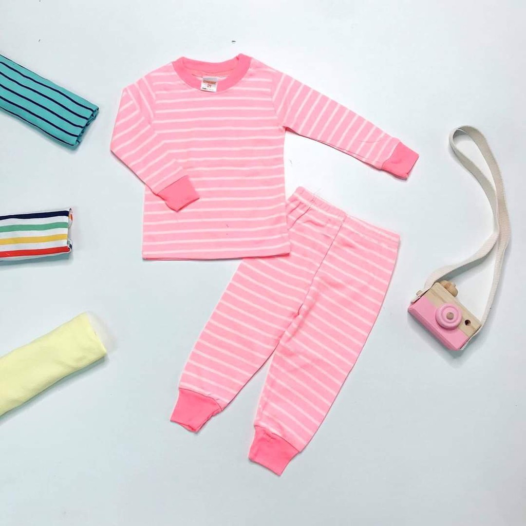 Bộ Borip Gymboree thun Cotton mềm mịn Cổ tròn Kẻ ngang Dài tay cho bé trai bé gái Hàng loại 1 xuất Hàn