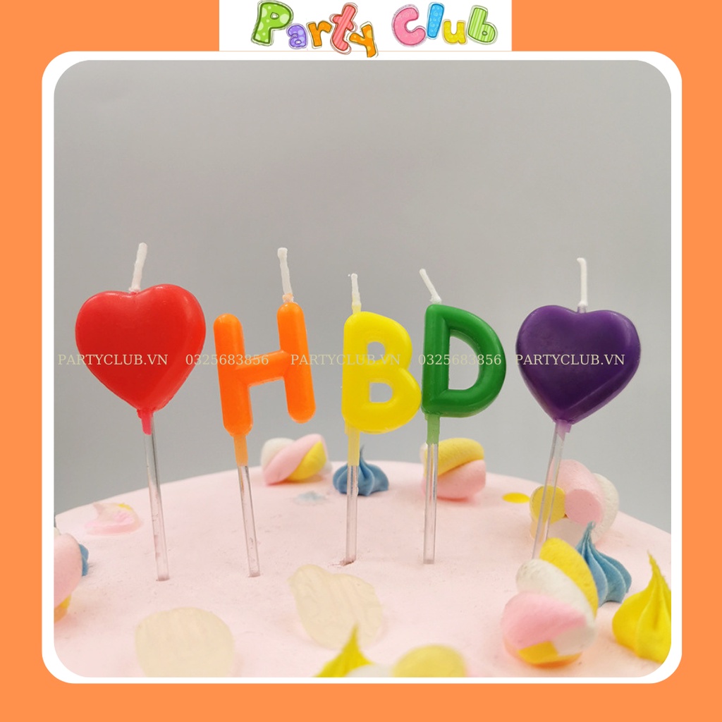 Nến trang trí bánh kem sinh nhật chữ HBD - Happy Birth Day