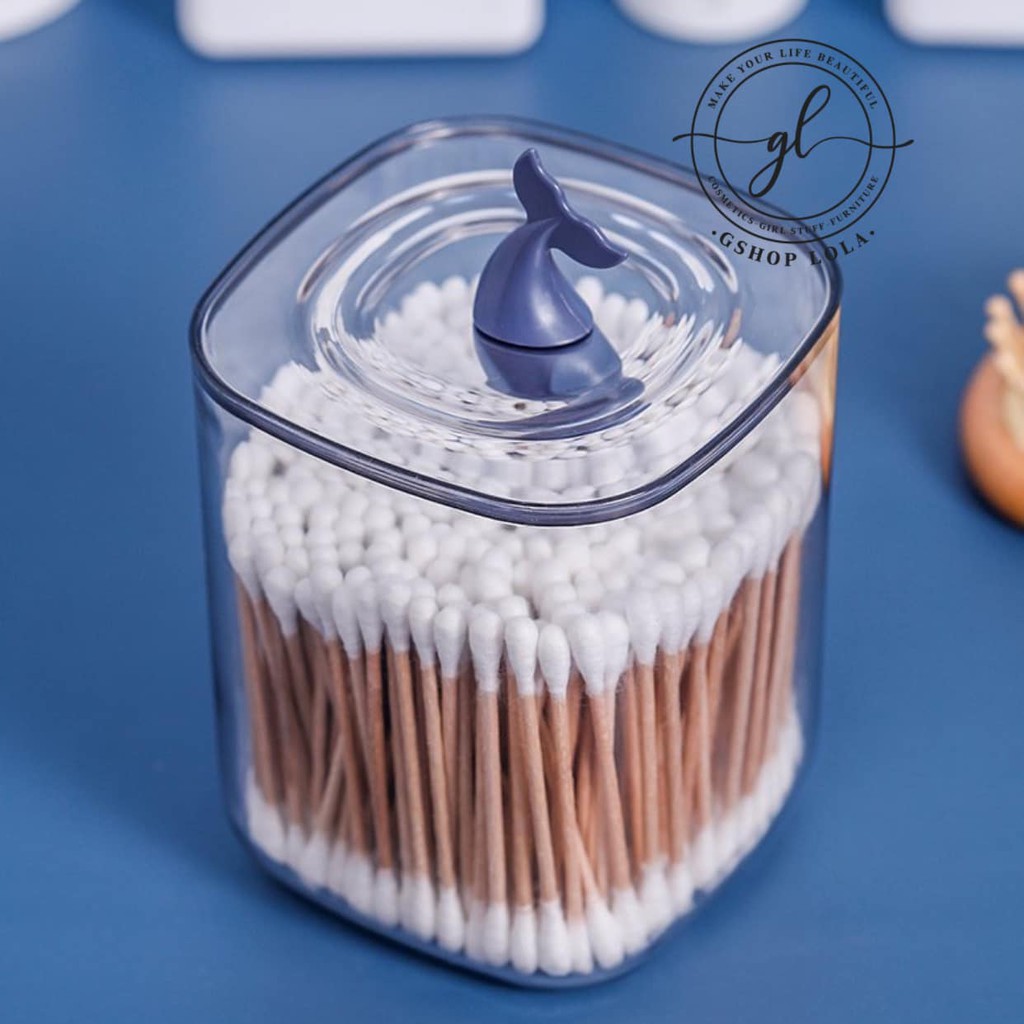 Hộp đựng bông tăm, bông tẩy trang, buộc tóc bằng nhựa nhỏ gọn, tiện lợi v.v...