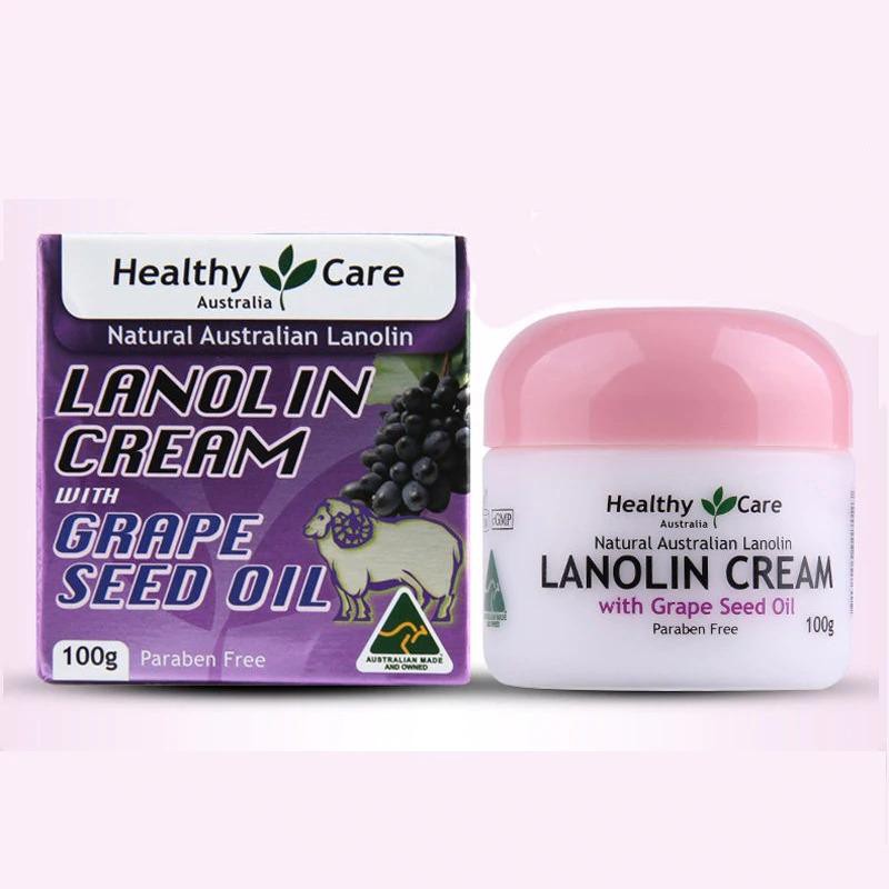 Kem dưỡng da nhau thai cừu & tinh chất hạt nho Healthy Care Lanolin Cream With Grape Seed Oil 100g