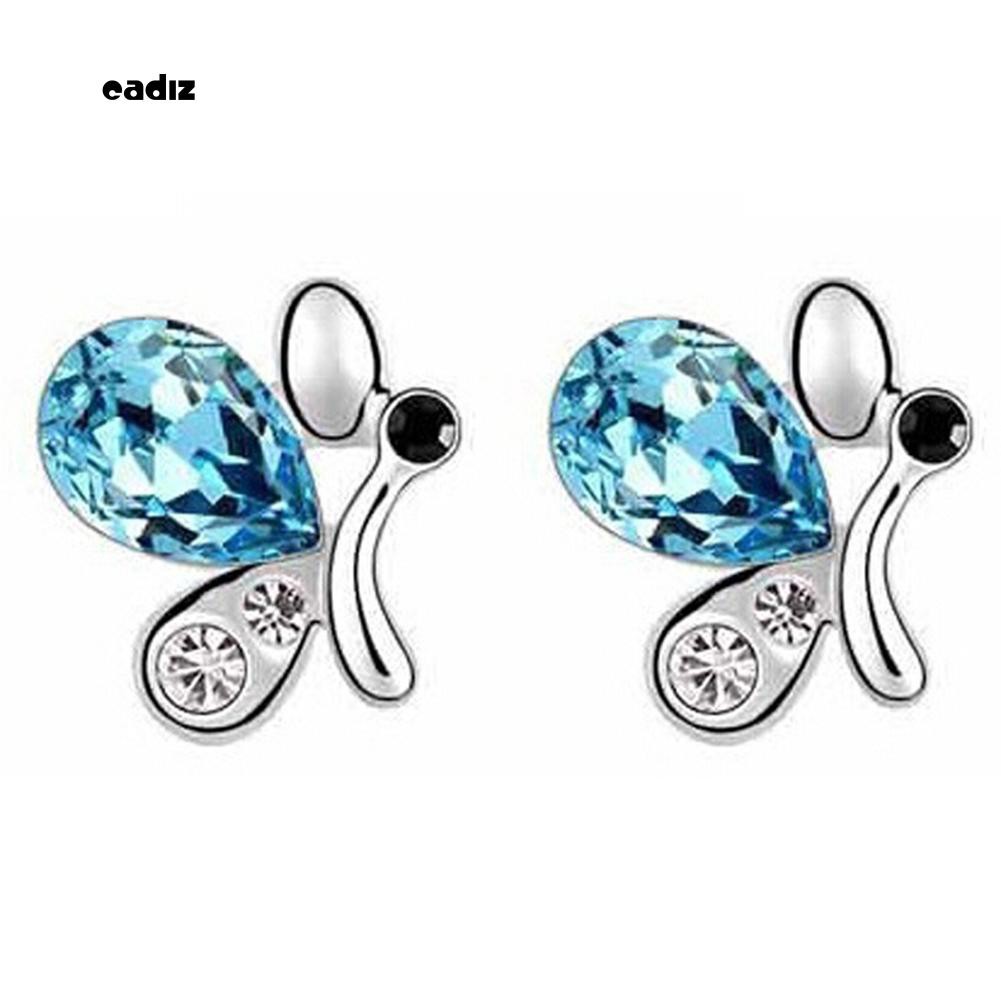 Bộ dây chuyền + hoa tai mặt hình bướm đính đá