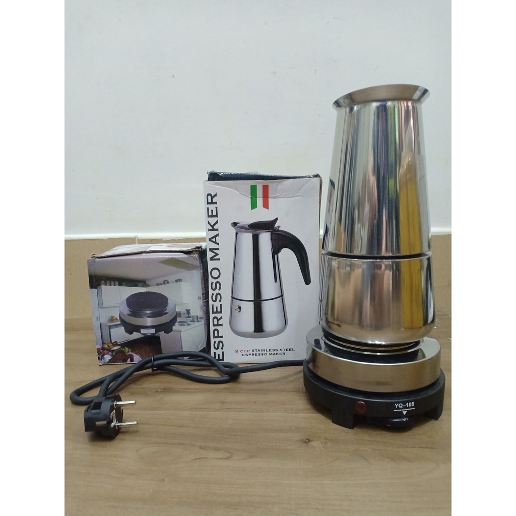 BỘ ẤM PHA CÀ PHÊ MAKER 450ml + TẶNG KÈM BẾP ĐIỆN MINI 500W ☘️ FREESHIP ☘️