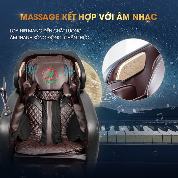 Ghế massage Funiko F50 4D di chuyển massage trị liệu toàn thân-Bảo hành 10 năm-Điều khiển giọng nói