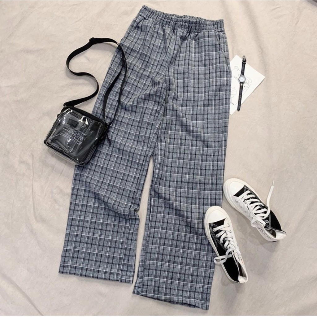Quần CaRo Nữ ống rộng Ulzzang Unisex