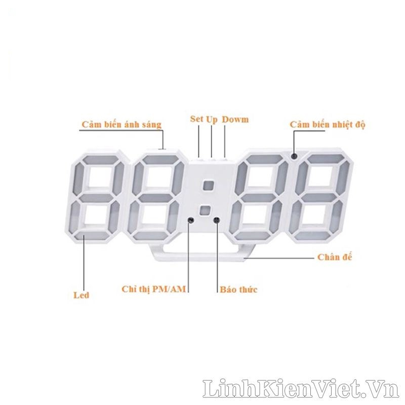 Đồng hồ LED 3D SMART CLOCK treo tường, để bàn &quot;bừng sáng không gian nhà bạn!&quot;...(LED TRẮNG) -dc3338