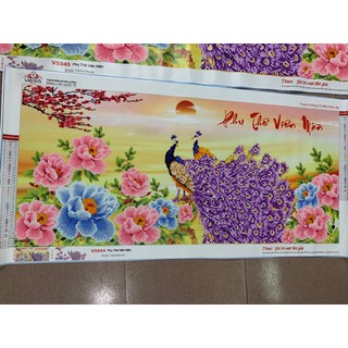 Tranh đính đá đôi công - phu thê viên mãn - gia hoà vạn sự hưng - Phú quý bình an- hoa khai phú quý-Phú quý cát tường