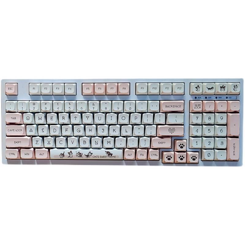 137 Nút phím cơ Cheese Cat Keycap XDA PBT ANSI nhuộm thăng hoa cho MX 61/64/68/71/84/87/100/104/108