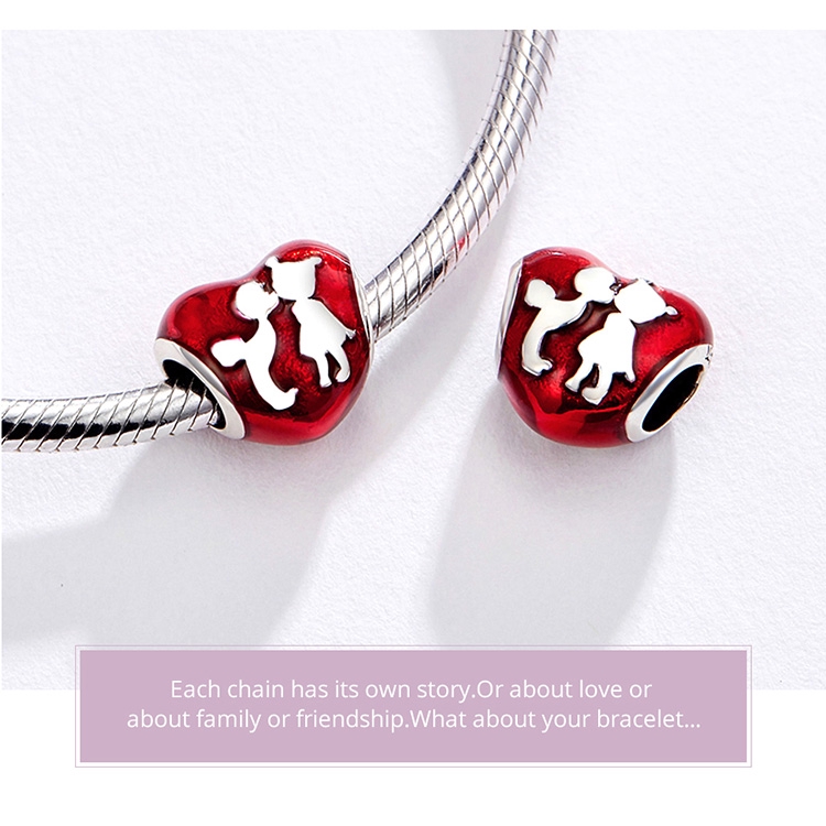 Hạt Xỏ Bạc 925 Làm Vòng Tay Bamoer Hình Trái Tim Cho Nữ