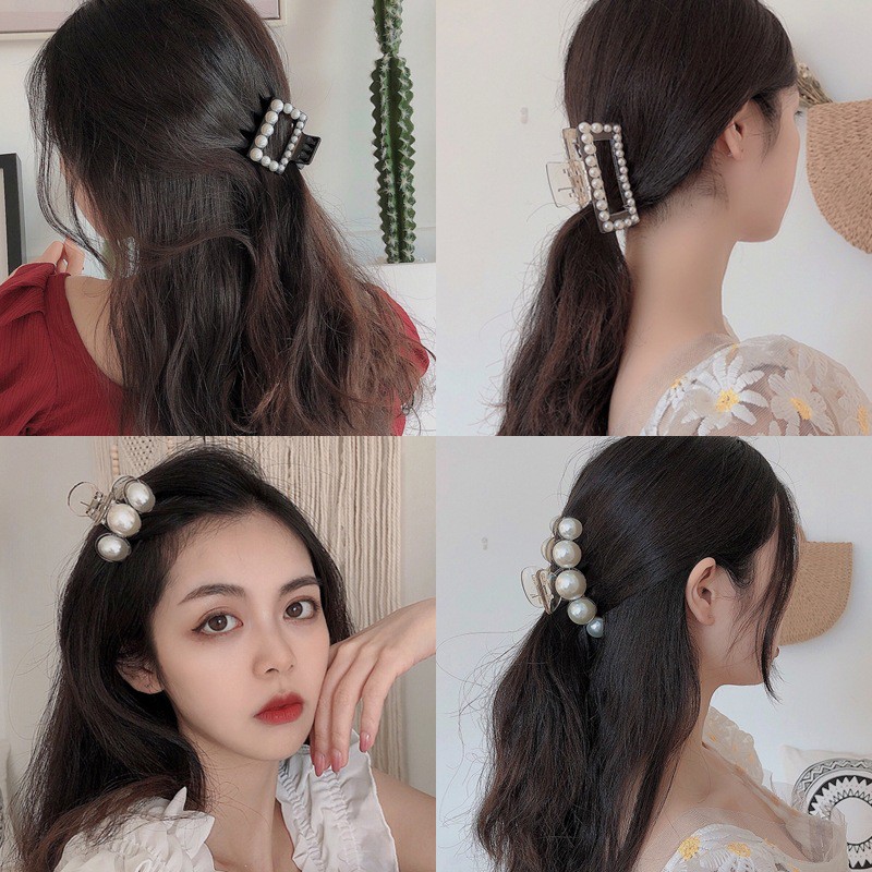 Kẹp Tóc đính hạt trai Hàn Quốc nhiều loại, phụ kiện tóc thời trang No09 Concept CT012