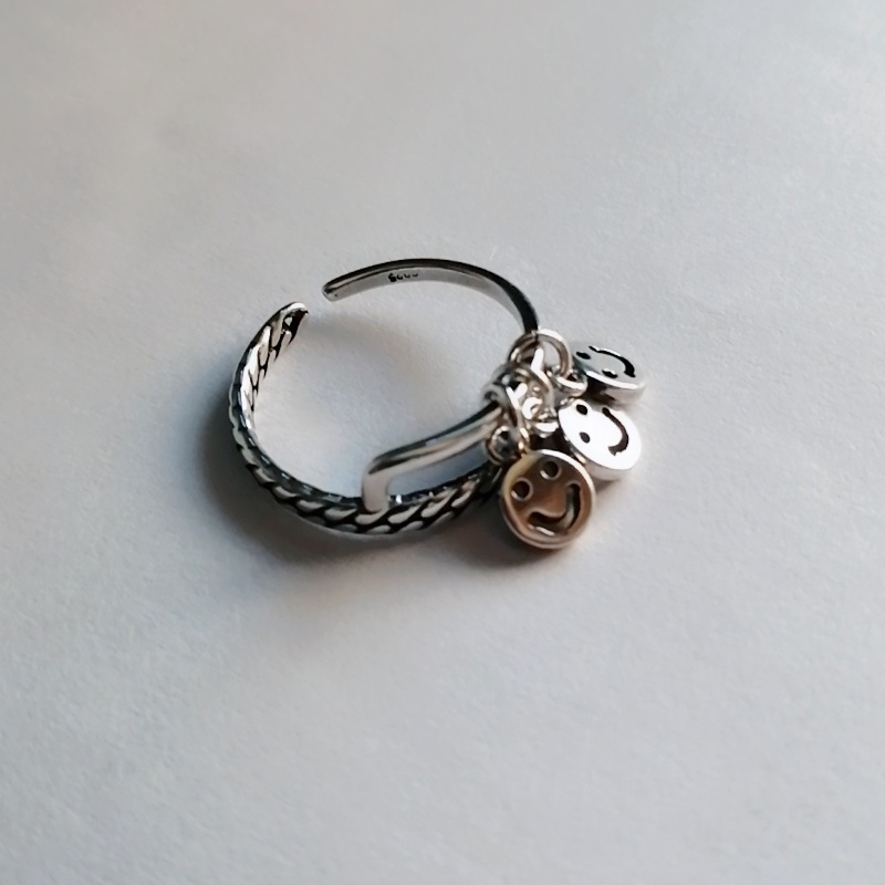 Nhẫn Hở Hình Mặt Cười Phong Cách Hip Hop Đơn Giản Thời Trang