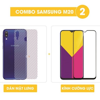 Kính Cường lực SAMSUNG M20 9D Full màn hình Full keo + dán cacbon mặt sau kèm phụ kiện dán