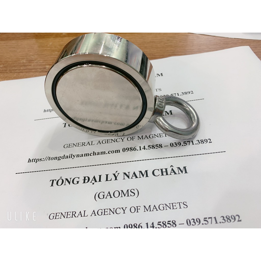 Nam châm hút sắt D75mm lực hút siêu mạnh, nam châm cứu hộ hút 2 mặt, trục vớt đồ dưới ao, hồ, sông...