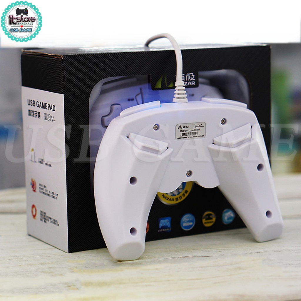 Tay chơi Gamepad trắng tinh khôi USB cho PC, laptop - FIFA Pes, có đèn led Analog Rung hỗ trợ kết nối với mobile qua OTG