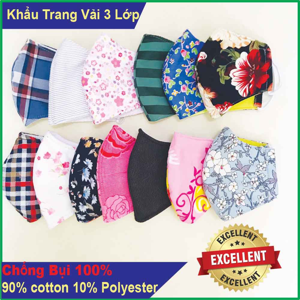 Khẩu Trang Vải 3 lớp Họa Tiết Nử(Hoa Văn Xanh) | BigBuy360 - bigbuy360.vn