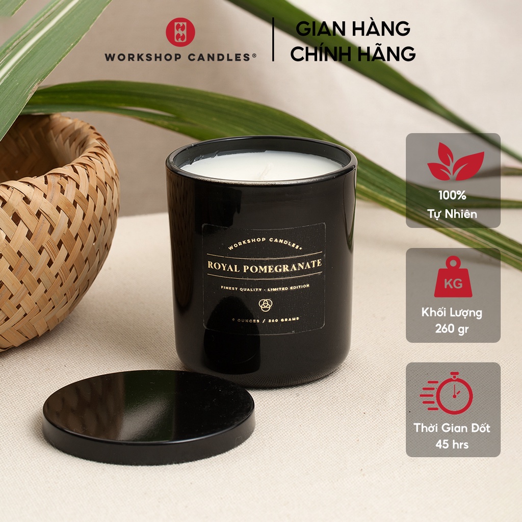 Nến thơm cao cấp Royal Pomegranate Workshop Candles H&amp;H Home 260gr hương tươi mát quyến rũ