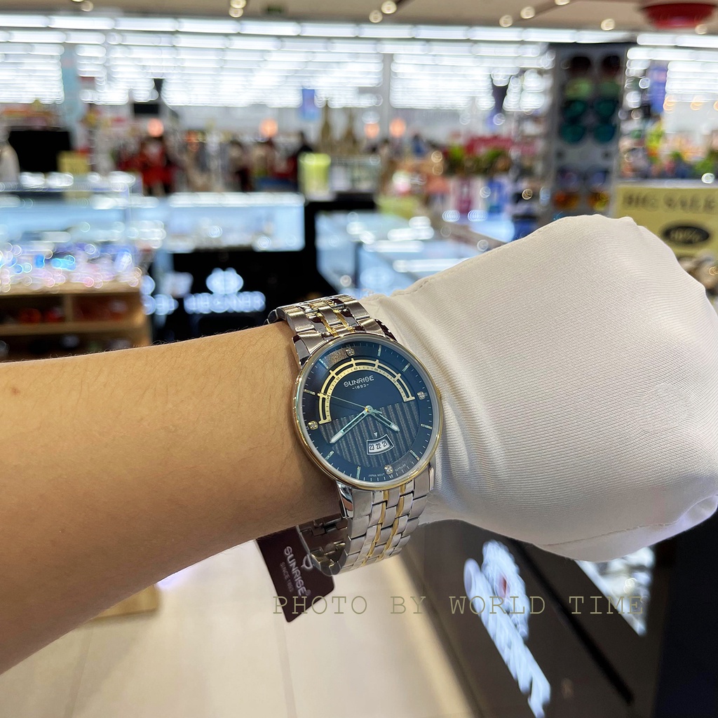 Đồng hồ nam Sunrise dây thép DM1224SWA full hộp, thẻ bảo hành 3 năm, kính sapphire chống xước, chống nước
