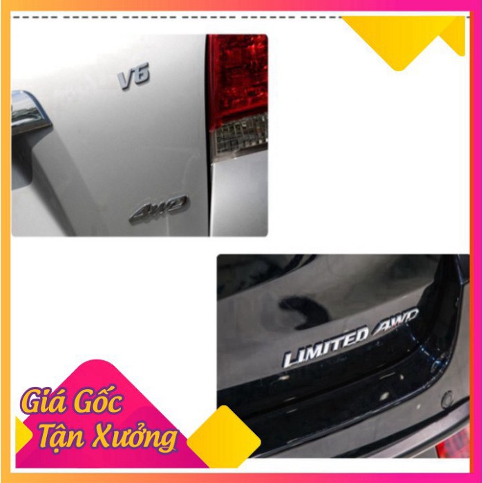 Decal tem chữ AWD inox dán ô tô G40108 MD