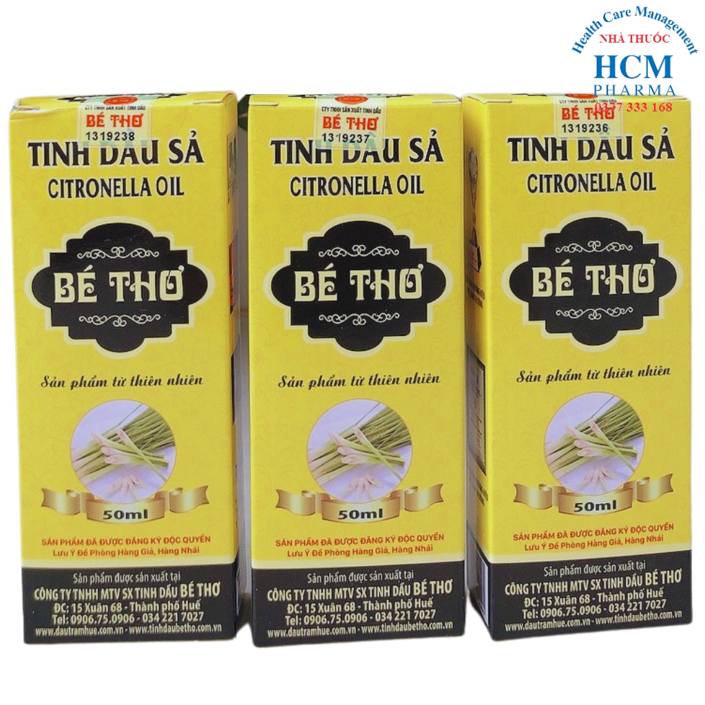 Tinh dầu sả java nguyên chất treo xe Bé Thơ chai 50 ml HCM17