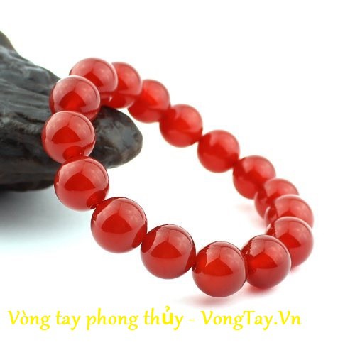 Vòng tay phong thủy đấ đỏ trơn 10mm vượng khí tài lộc