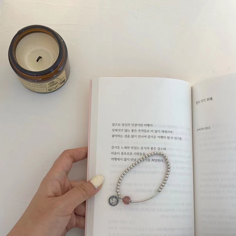 Vòng Tay Đính Đá Họa Tiết Hoa Đào/Dâu Tây Đơn Giản Độc Đáo Thời Trang