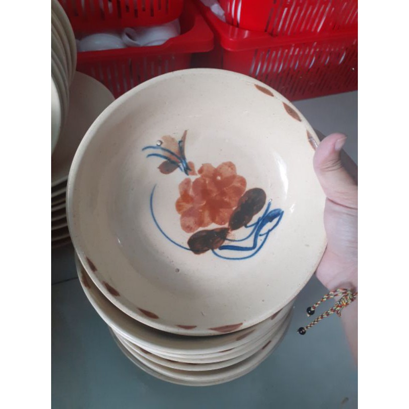 Dĩa Đá Sâu Lòng Hoa Kem Màu Cổ 19.5*4.5cm