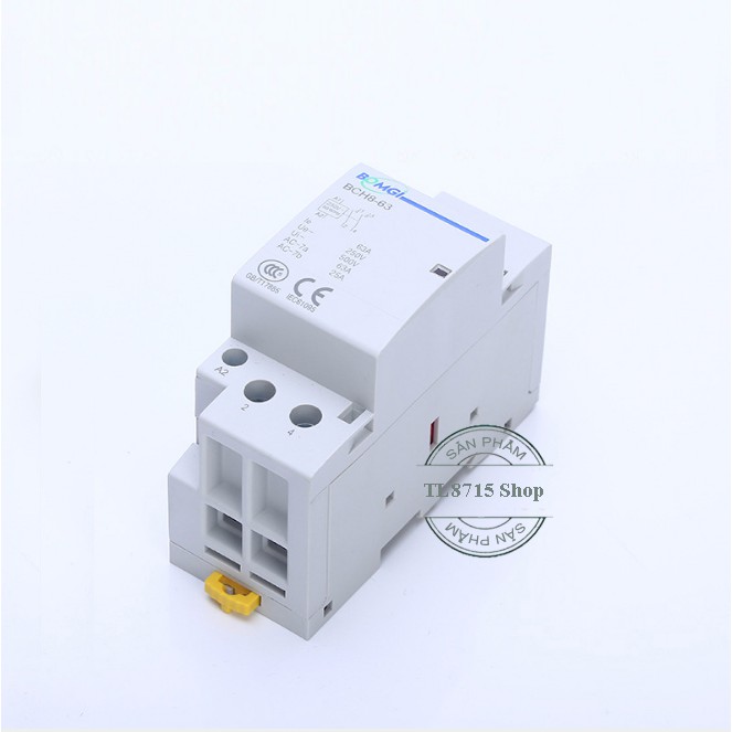 Contactor 63A/220V 2NO BOMGI mini làm tiếp điểm phụ cho công tắc hẹn giờ, công tắc điều khiển từ xa, công tắc wifi