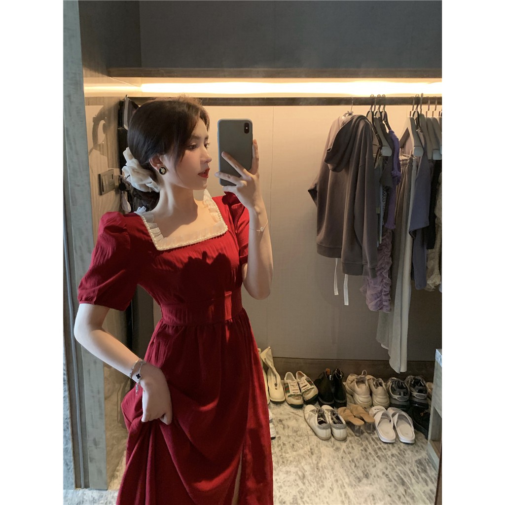 (CÓ SẴN) ĐẦM TAY NGẮN SANG TRỌNG CỔ VUÔNG | BigBuy360 - bigbuy360.vn