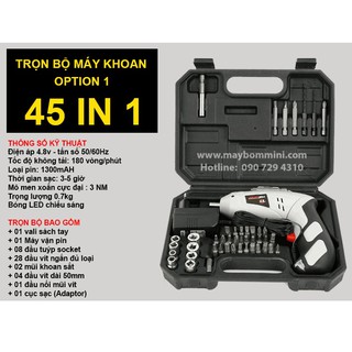 Máy khoan cầm tay 45 chi tiết (Tổng kho gia dụng giá tốt)