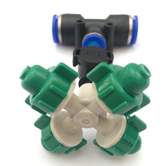 10 Béc phun sương 4 cửa kèm kết nối nhanh ống 8mm Dùng Tưới Lan, Cây Cảnh