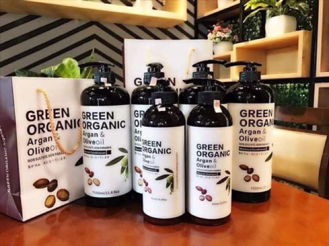 GREEN ORGANIC- CẶP DẦU GỘI DẦU XẢ DƯỠNG ẨM PHỤC HỒI HƯƠNG NƯỚC HOA GREEN ORGANIC 1000ML