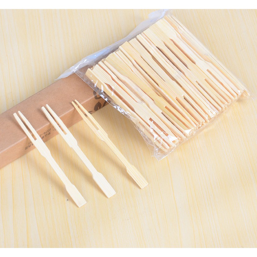 Bịch 100 ghim nĩa tre dùng 1 lần