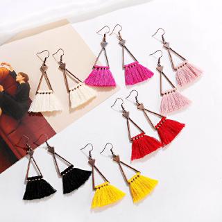 Handmade Hợp Thời Trang Tam Giác Vàng Tua Rua Bông Tai Nữ Viền Bohemia Tuyên Bố Bông Tai Nữ Cưới